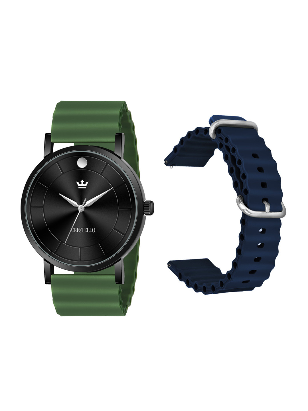 CRESTELLO Men Brass Dial & Straps Analogue Multi Function Watch CRCS-BK028-GRN-BLU