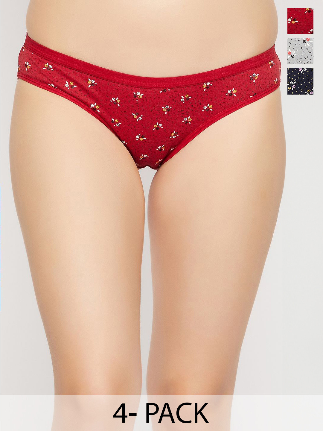 Curves By ZeroKaata Pack Of 4 Assorted Printed Cotton Briefs CZMLPO4RAKPTY09