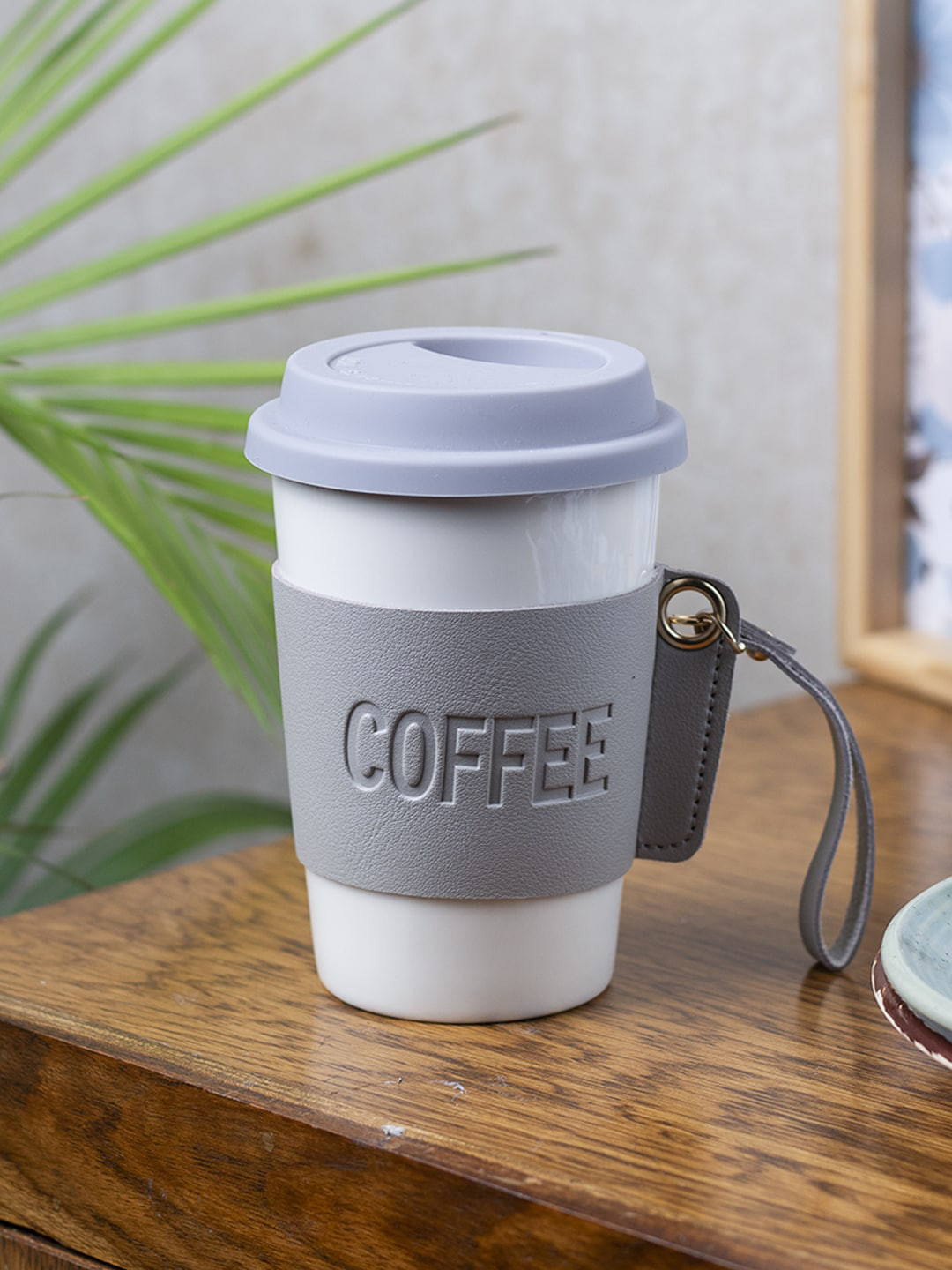 MARKET99 White Solid Ceramic Carrying Loop Sipper - 450ml