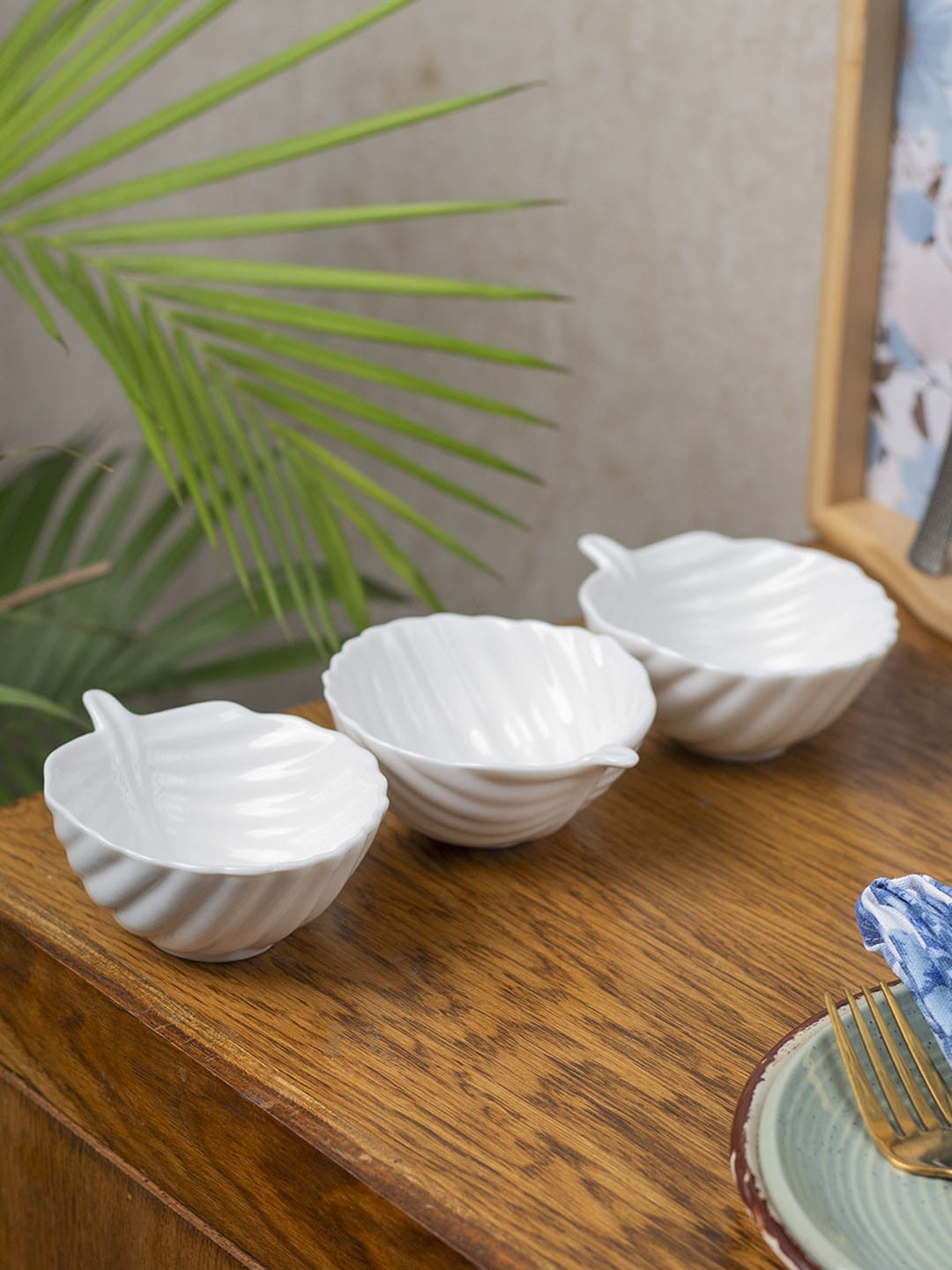 MARKET99 Off-White 3 Pieces Textured Serving Bowls