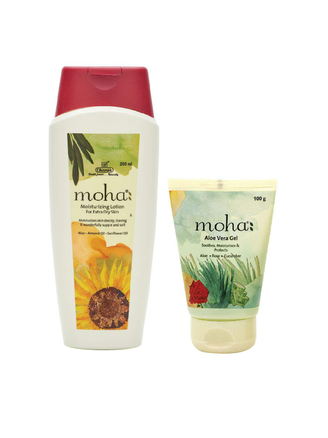 moha Moisturizing Body Lotion For Extra Dry Skin 200ml & Moisturising Aloe Vera Gel 100g