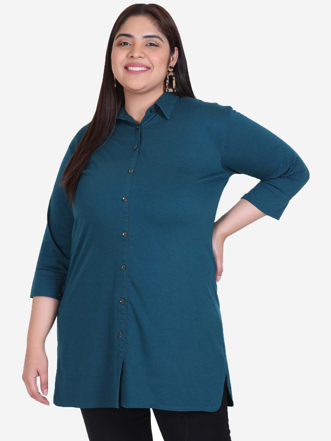 IN Love Plus Size Spread Collar Classic Cotton Casual Shirt