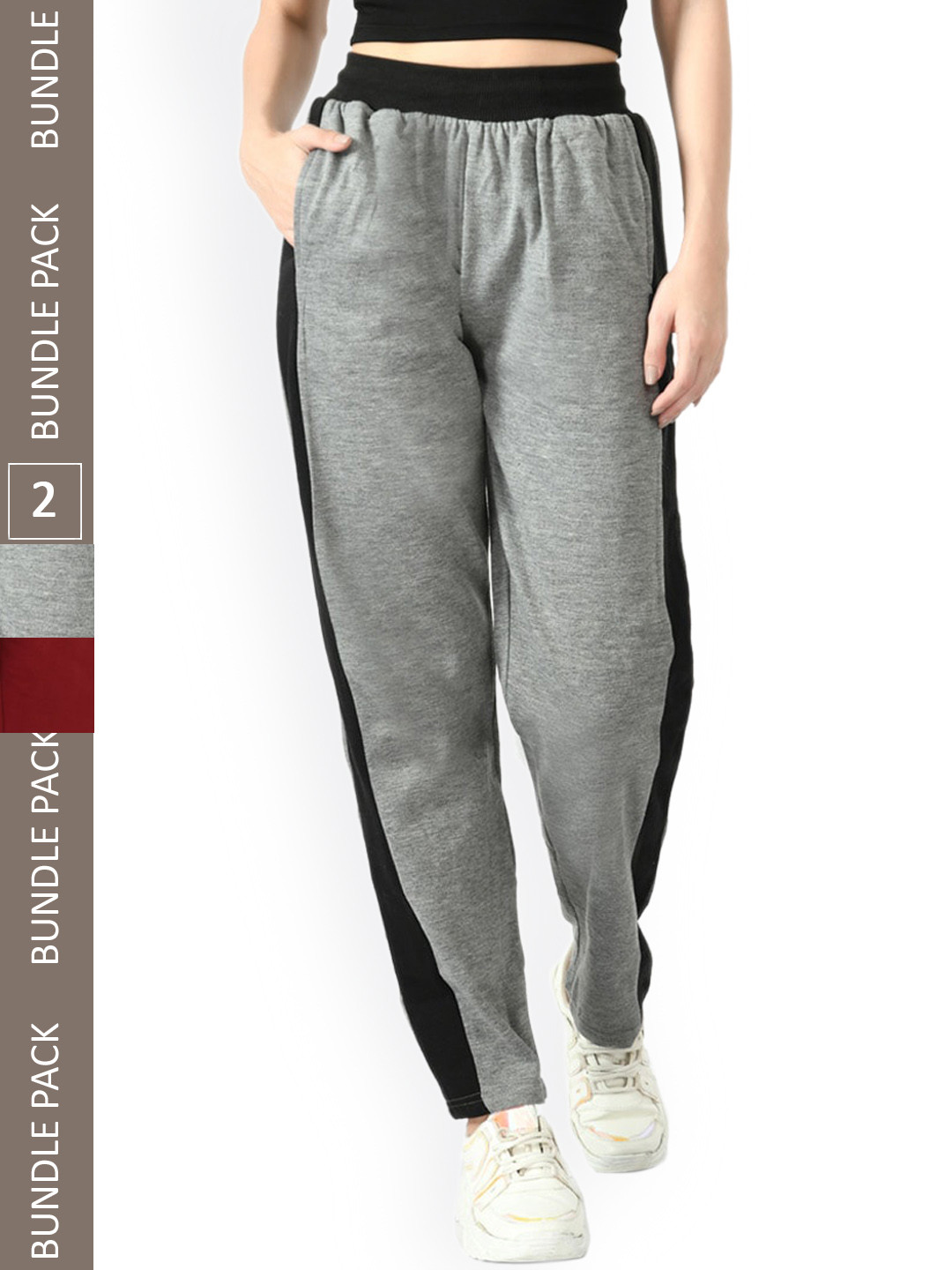 IndiWeaves Women Pack Of 2 Fleece Wool Track Pants