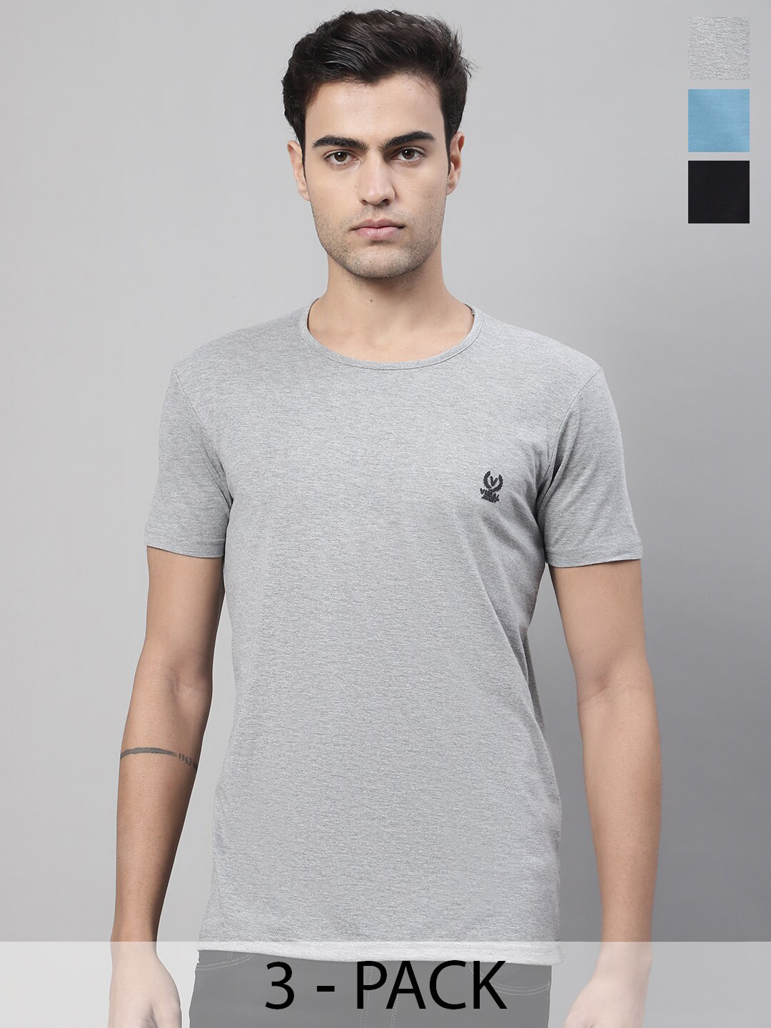 MACK JONNEY Pack Of 3 Printed Round Neck Cotton T-shirts