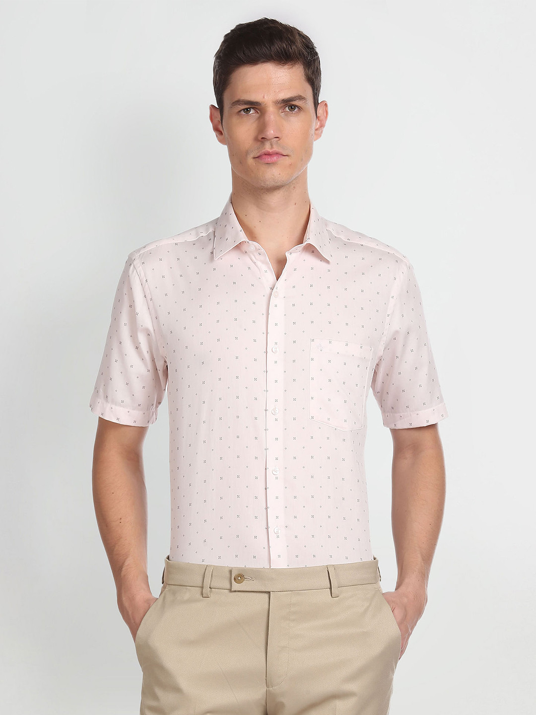 Arrow Micro Ditsy Self Design Pure Cotton Casual Shirt