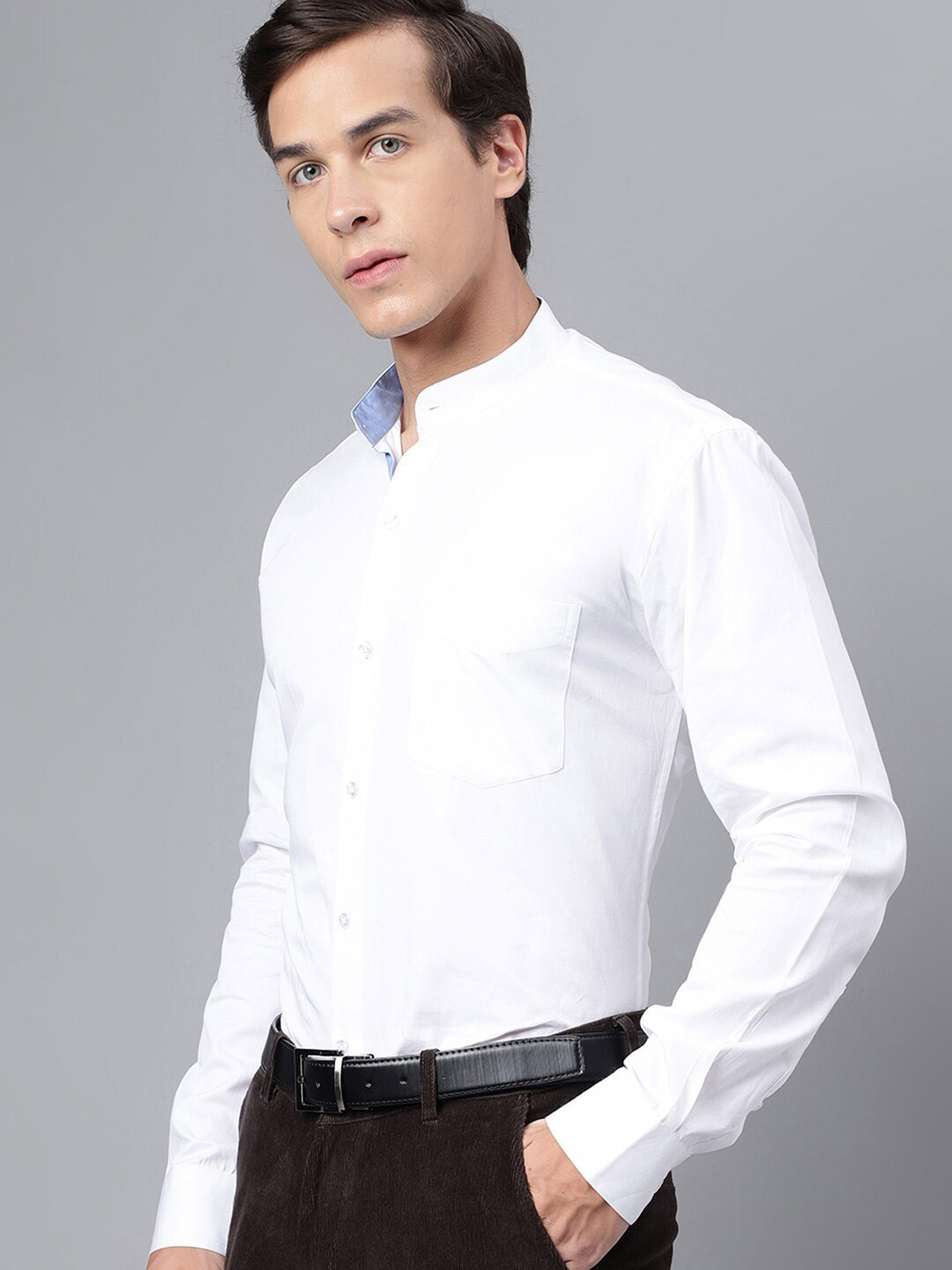 Hancock Modern Chest Pocket Slim Fit Opaque Cotton Formal Shirt