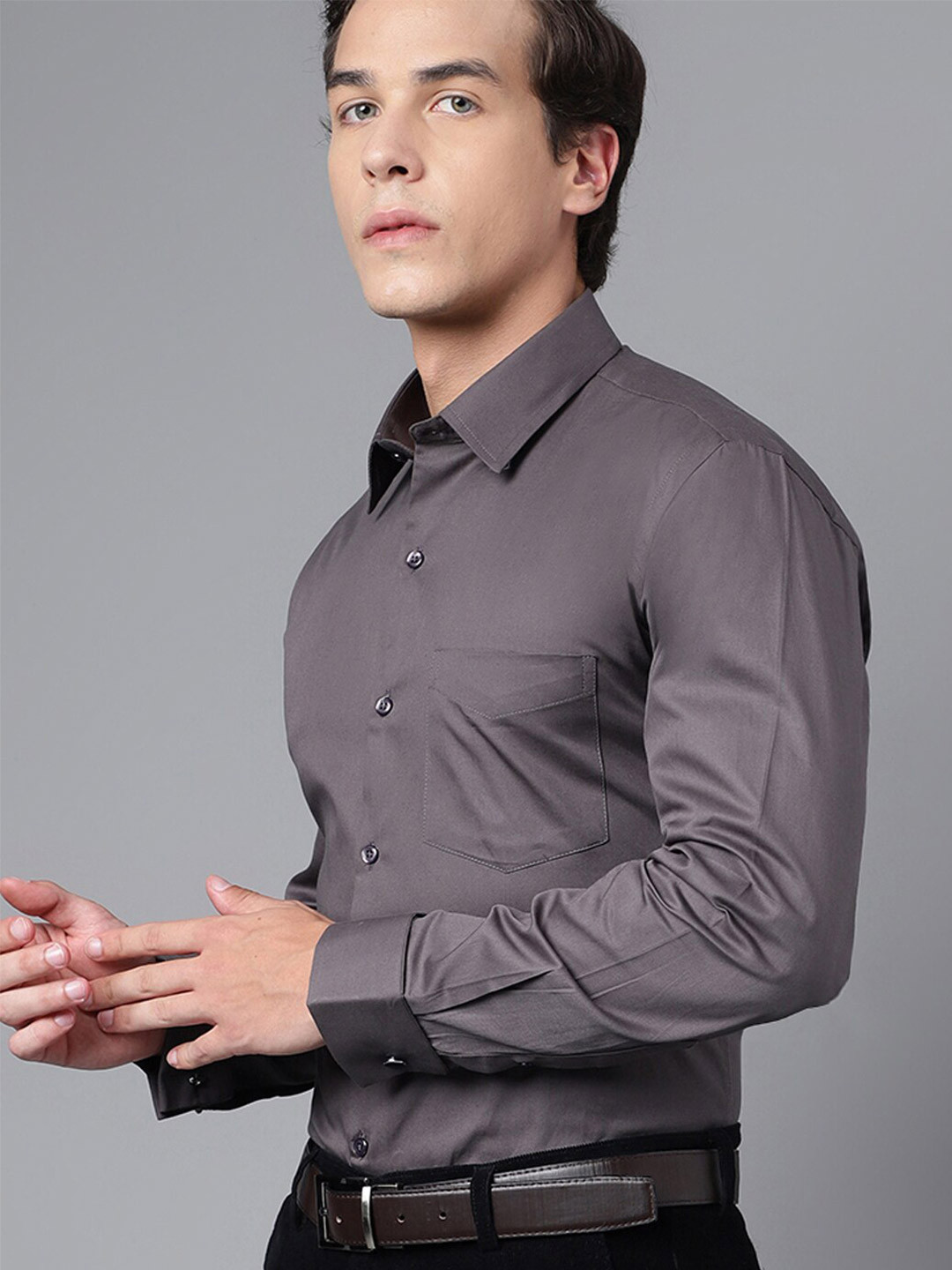 Hancock Modern Chest Pocket Slim Fit French Cuff Opaque Cotton Formal Shirt