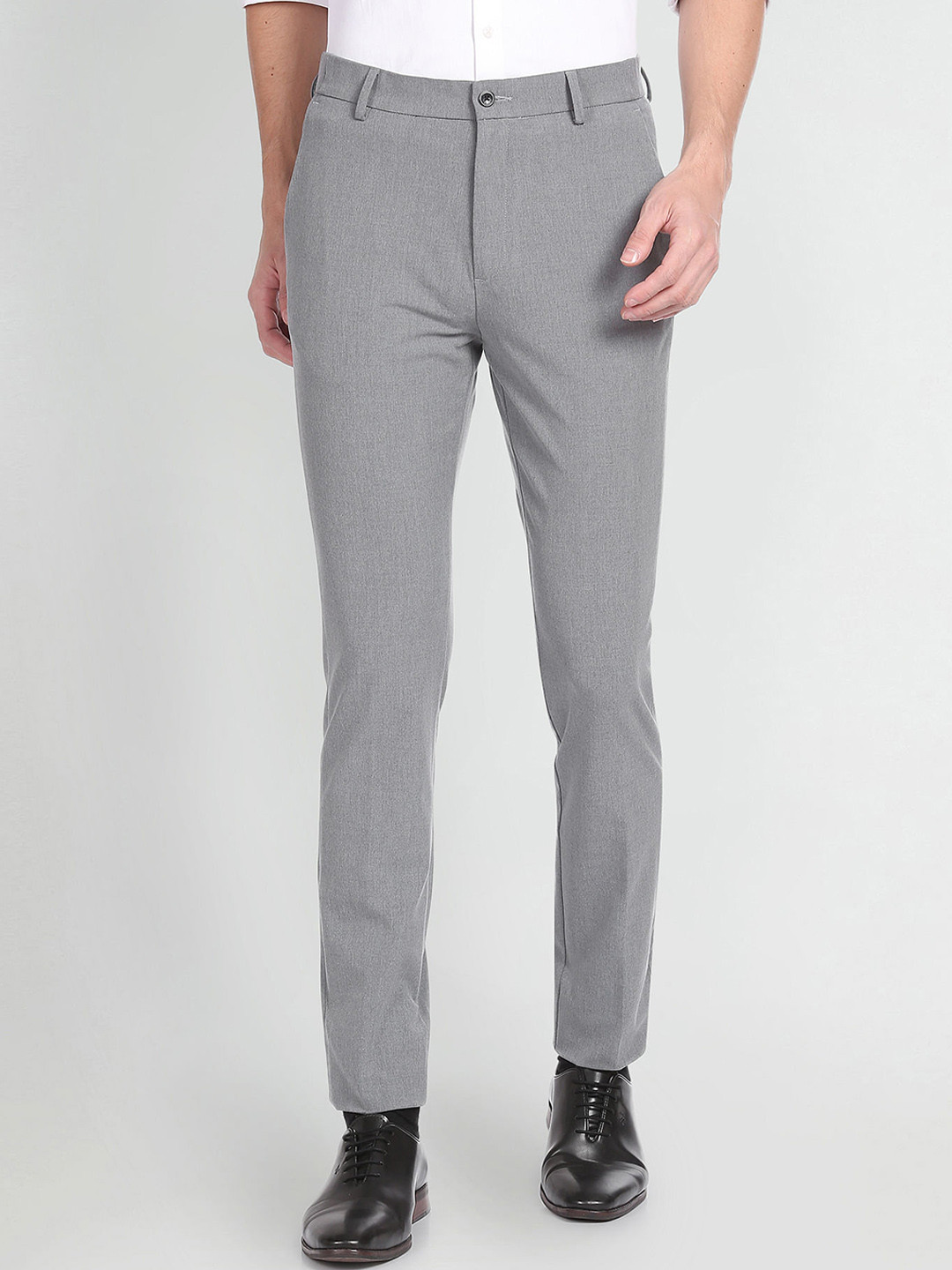 Arrow New York Mid-Rise Slim Fit Plain Formal Trousers