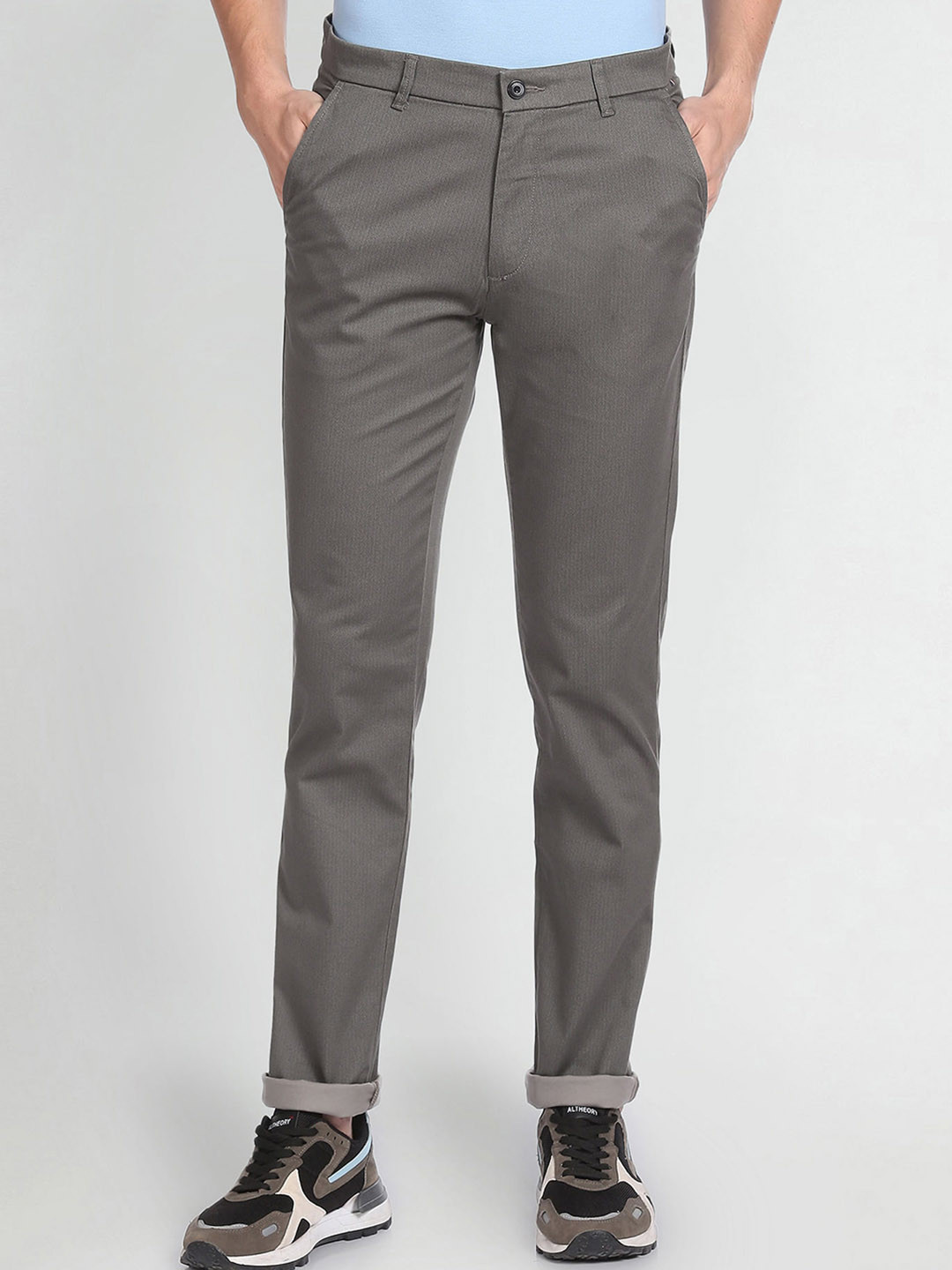 Arrow Sport Men Skinny Fit Mi-Rise Cotton Trousers