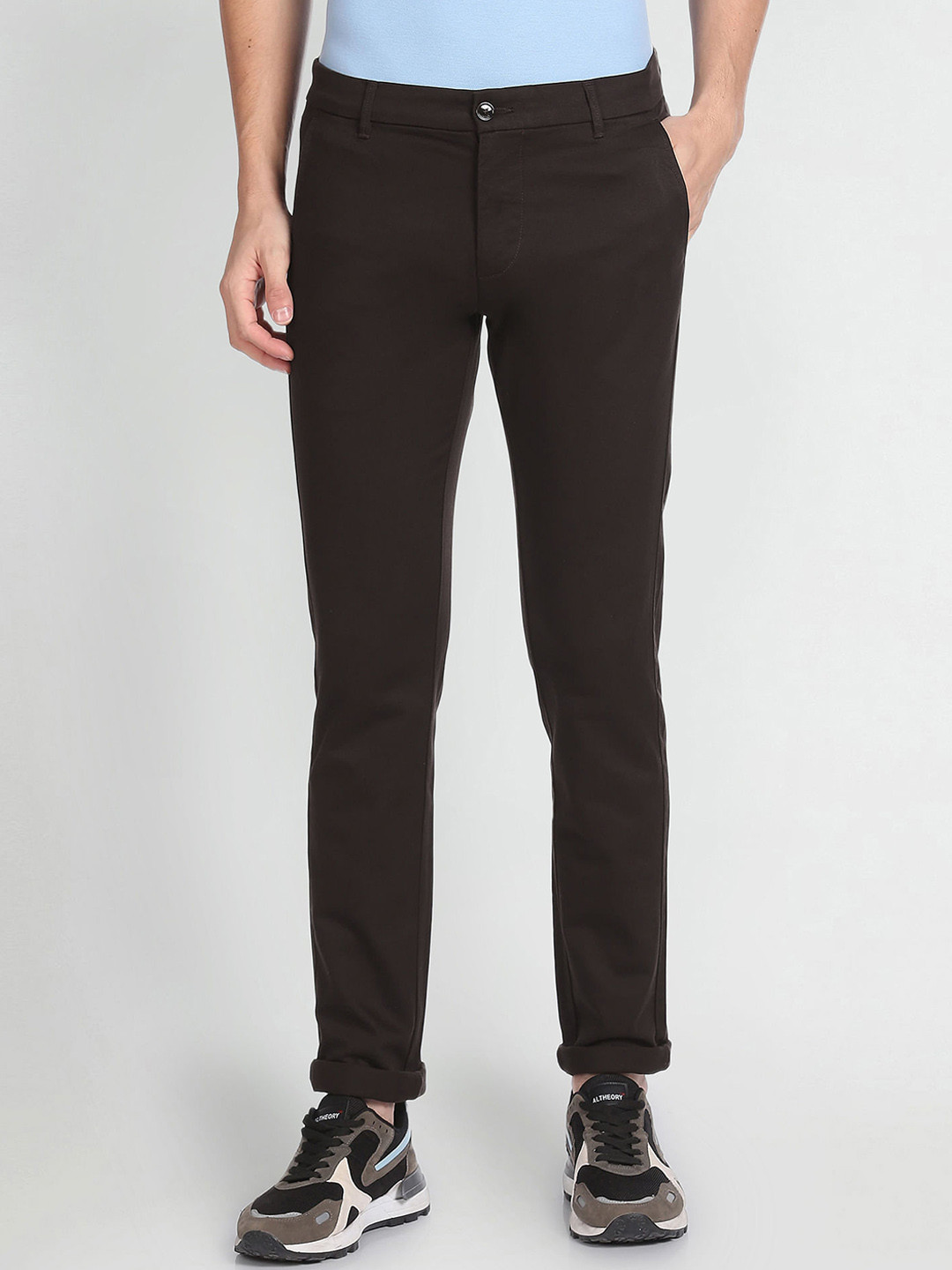 Arrow Sport Men Slim Fit Plain Flat-Front Low-Rise Chinos