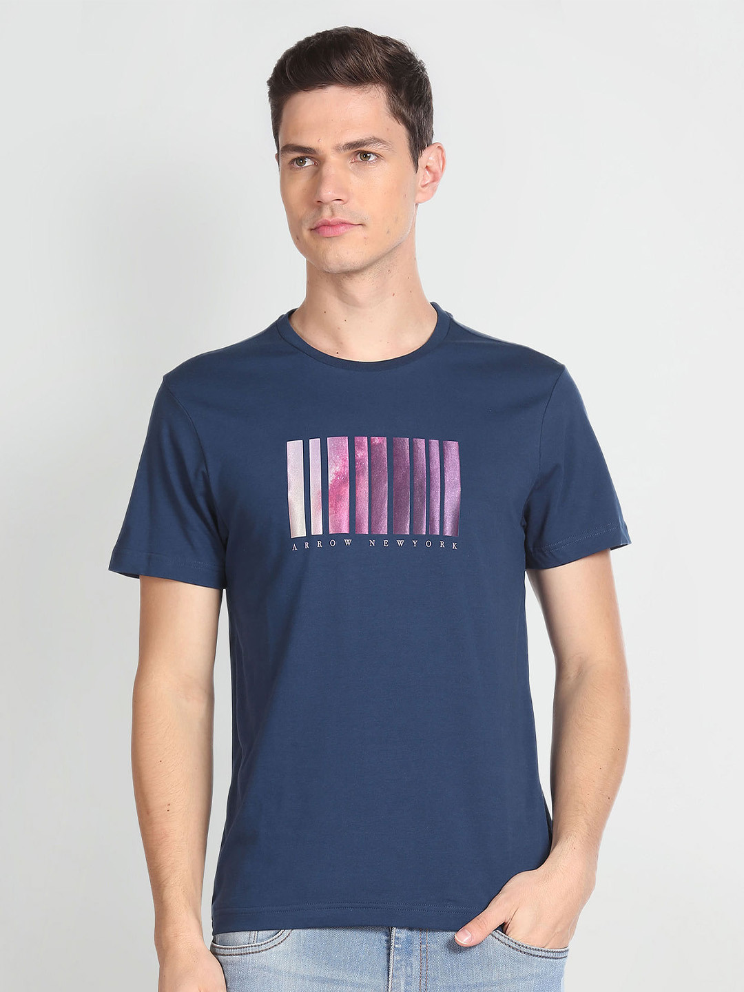 Arrow New York Graphic Printed Round Neck T-shirt