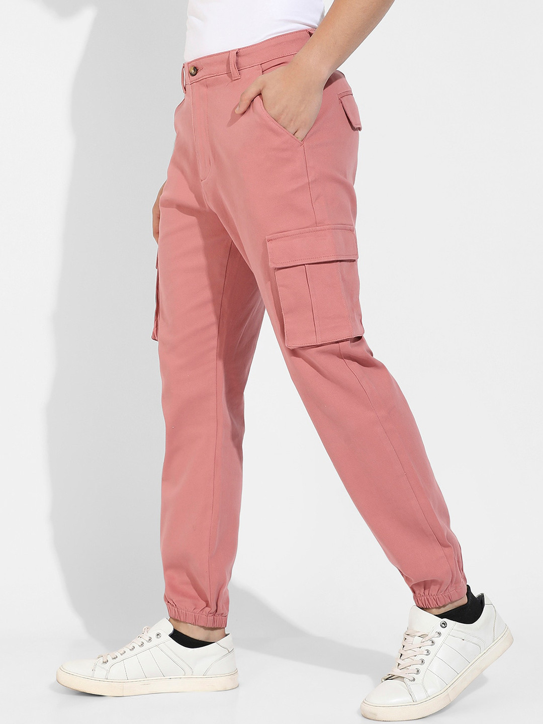 Campus Sutra Men Rust Relaxed Easy Wash Cotton Cargos Trousers