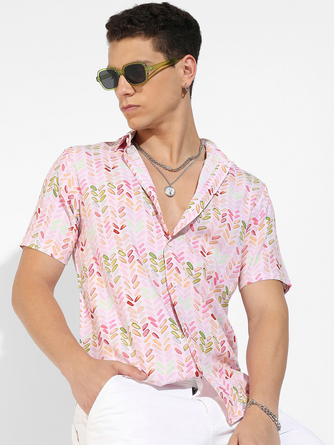 CAHOOT Pink Classic Floral Printed Casual Shirt