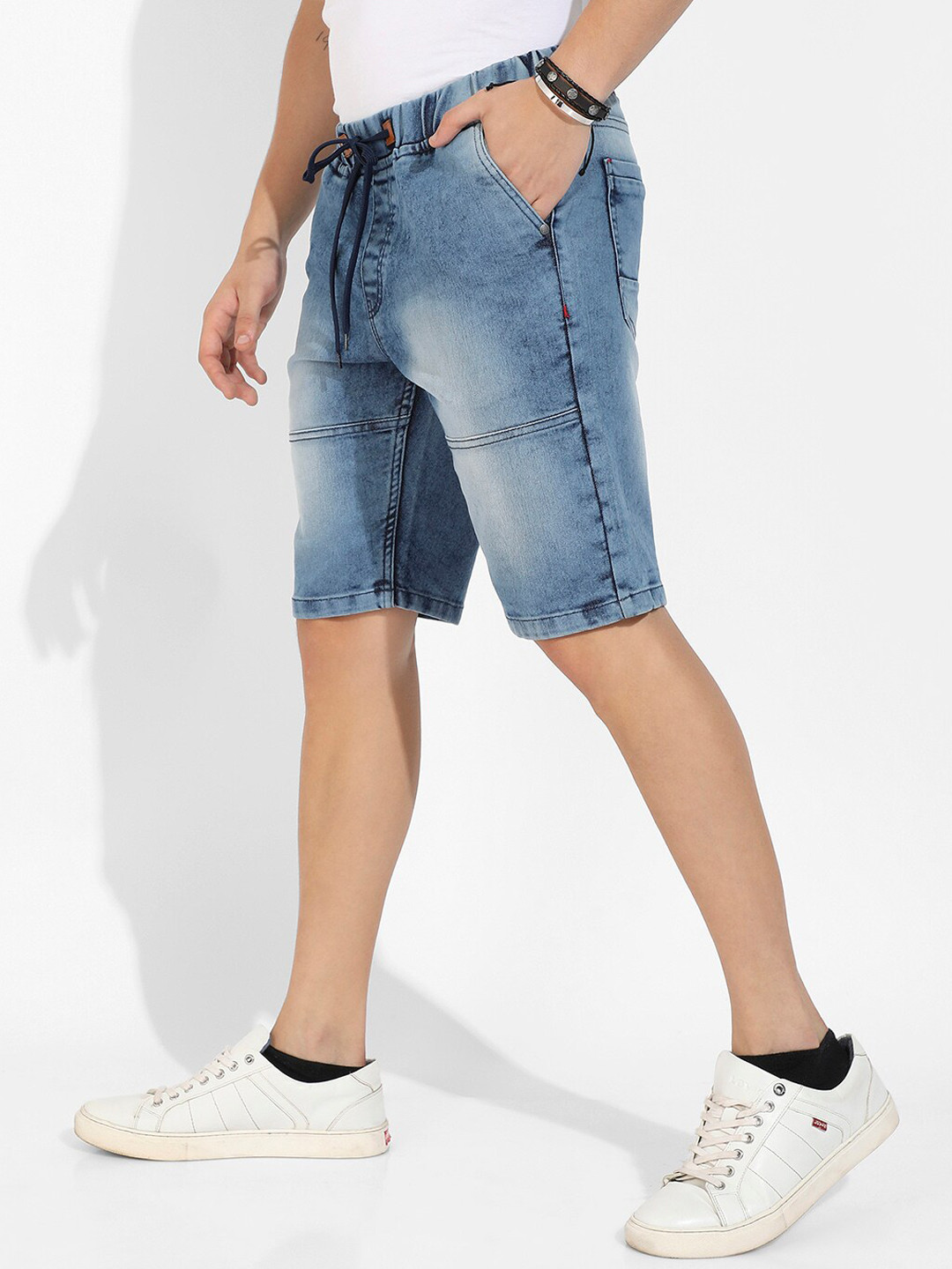 CAHOOT Men Blue Washed Cotton Denim Shorts