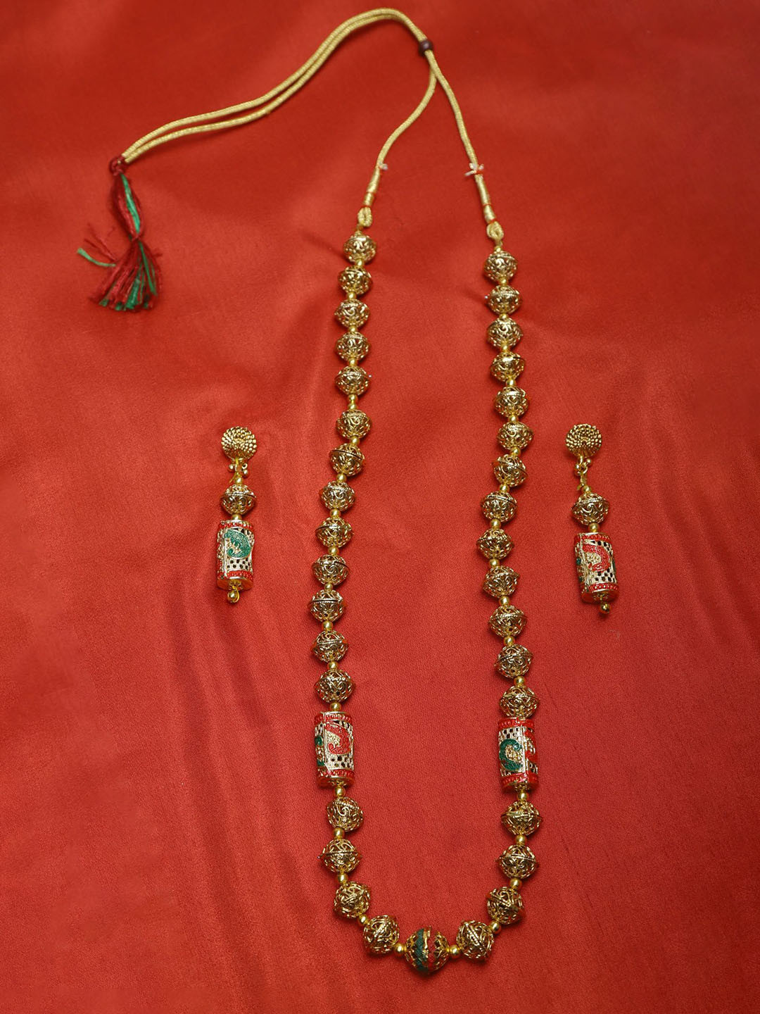 The Pari Gold-Plated Beaded With Intricate Design Jewellery Set