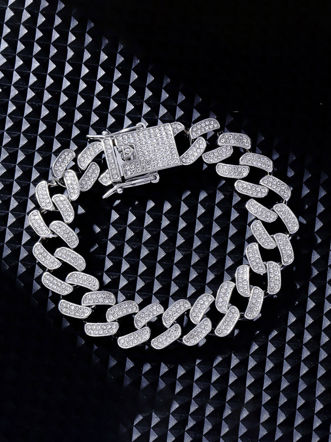 Jewels Galaxy American Diamond Silver-Plated Link Bracelet