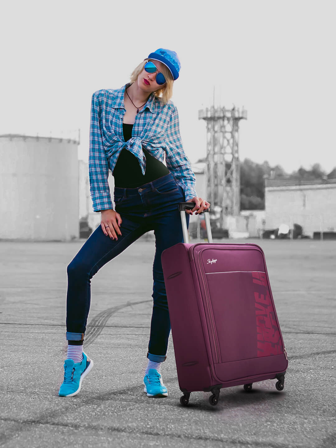 Skybags Printed Soft-Sided Cabin Trolley Suitcase