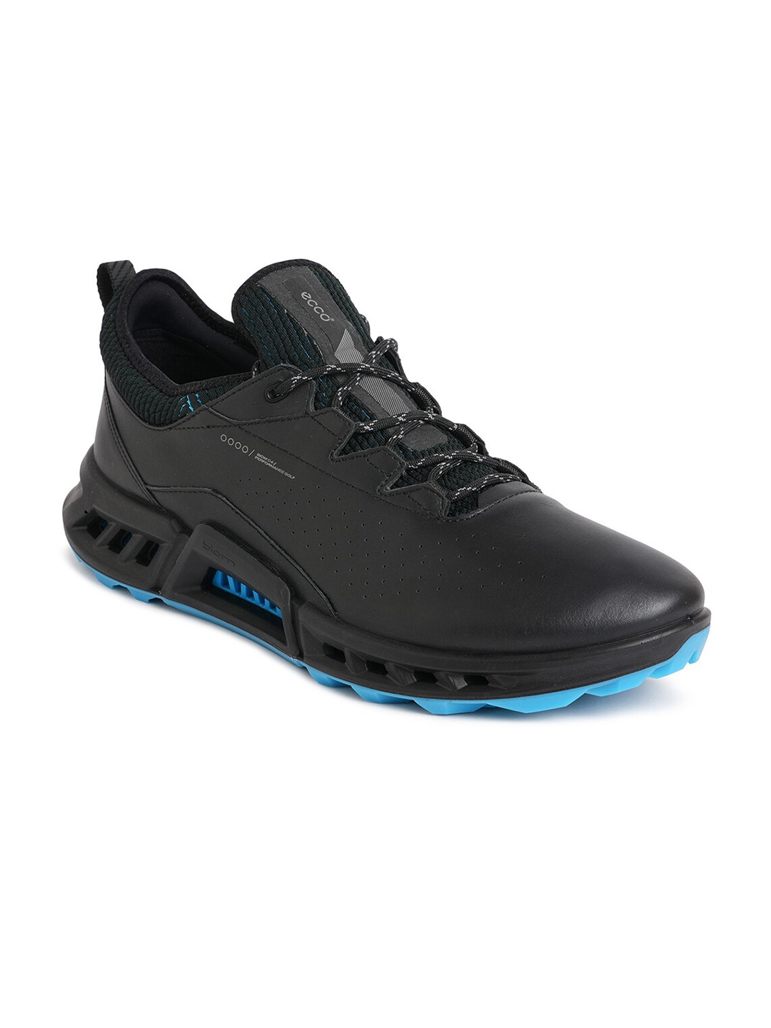 ECCO Mens Hybrid Performance Black Leather Extra Wide Golf Shoes