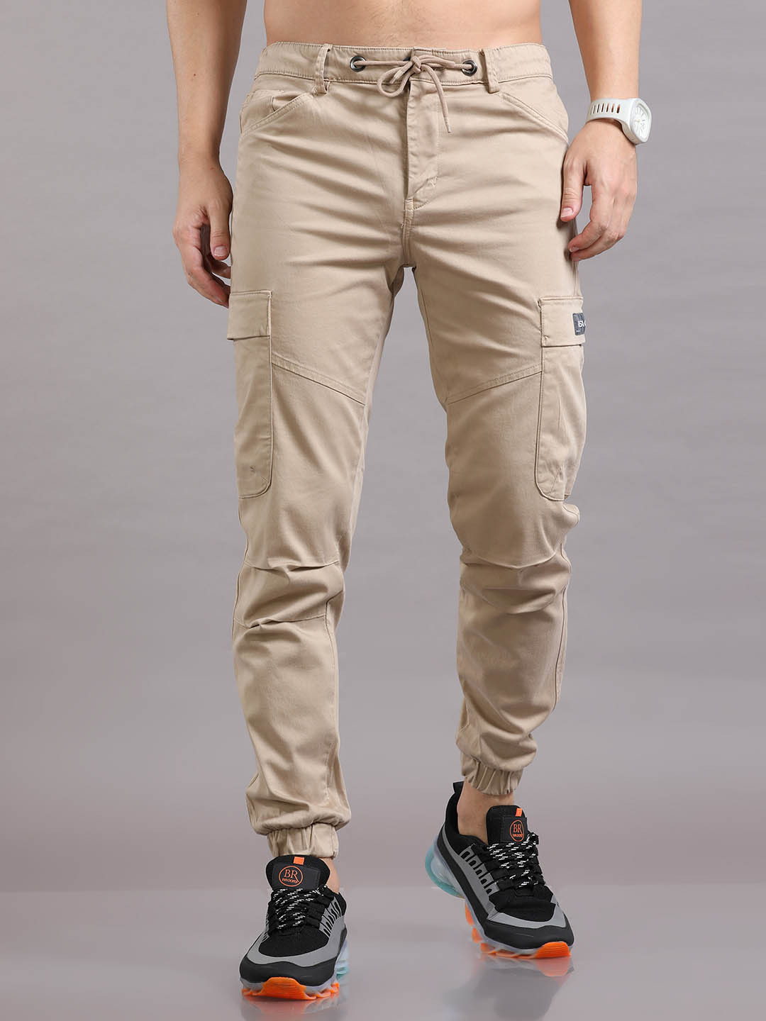 Reslag Men Mid-Rise Cotton Cargo Trousers