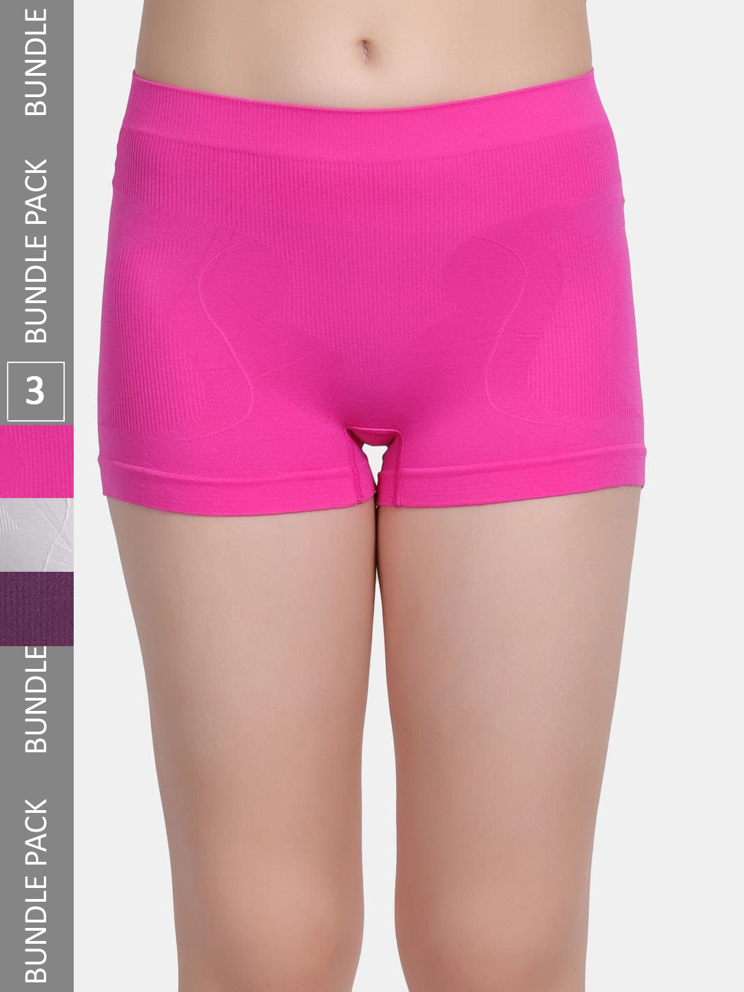 Amour Secret Women Pack Of 3 Mid Rise Seamless Boy Short Briefs P071_Dpnk_Owht_Prl