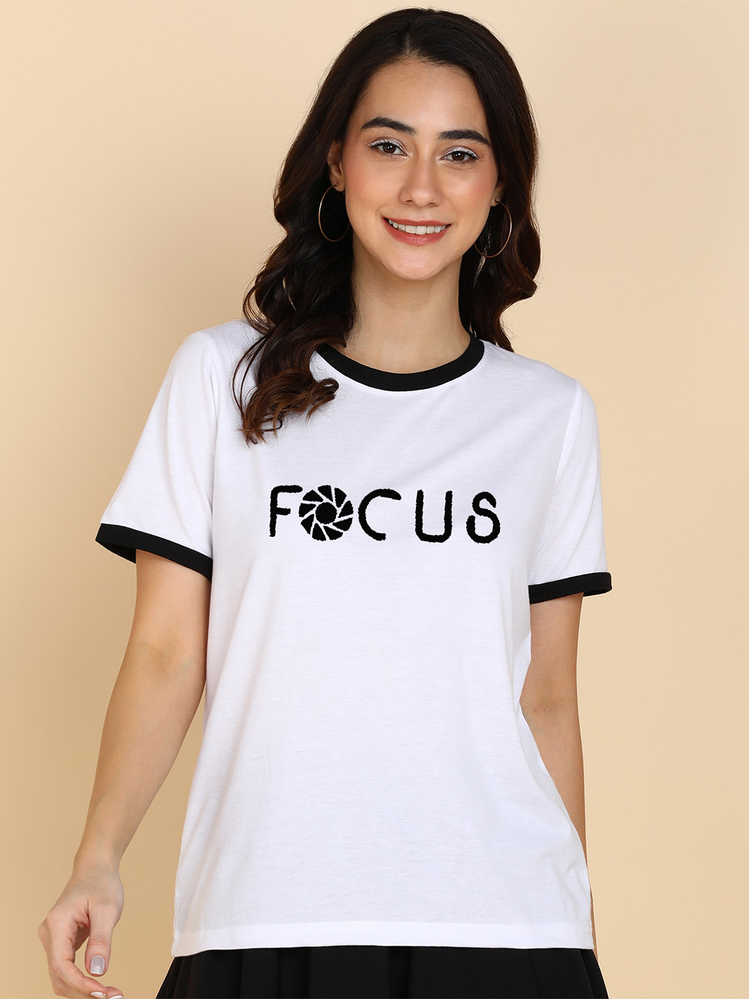 Adyavastram Focus Typography Printed Round Neck Pure Cotton T-shirt