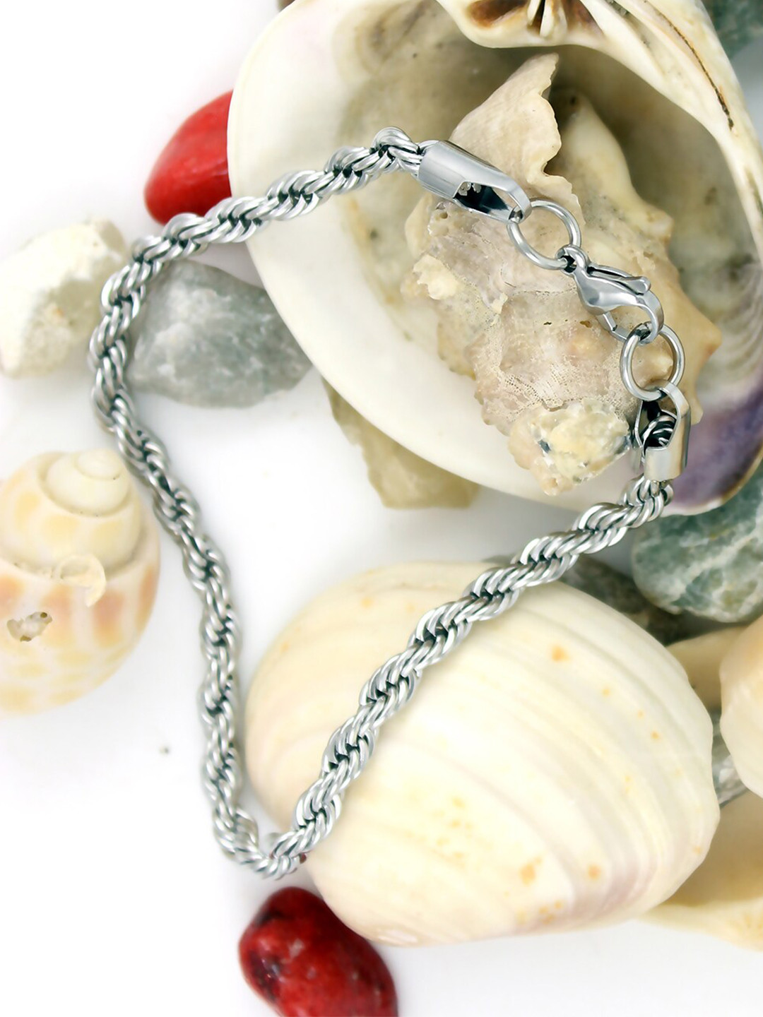 NAKABH Men Set Of 2 Silver-Plated Link Bracelets