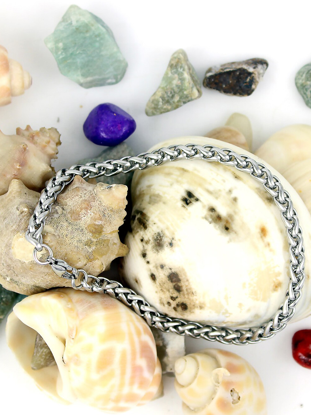 NAKABH Men Set Of 2 Silver-Plated Link Bracelets