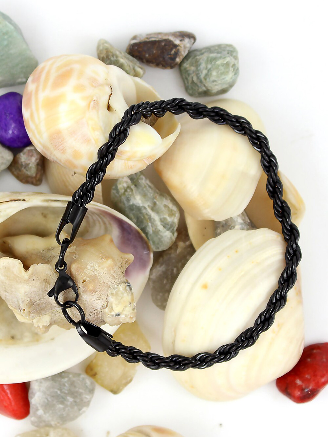 NAKABH Men Set Of 2 Black Link Bracelets