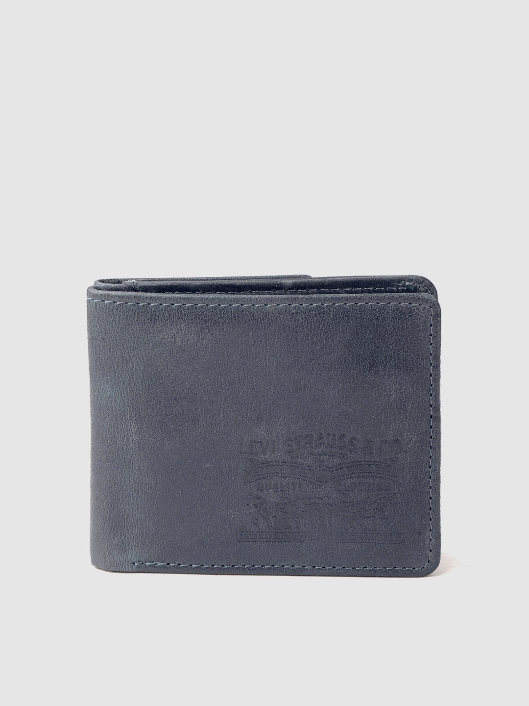 Buy Levis Men Navy Blue Leather Textured Detail Two Fold Wallet