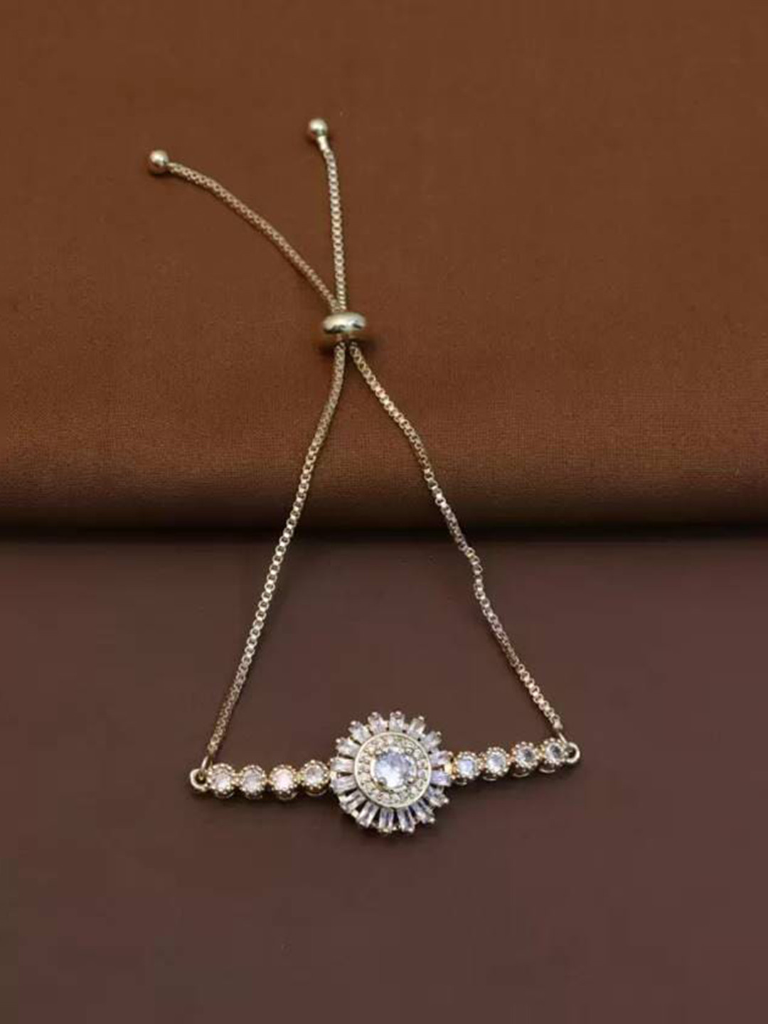 The Pari Rose Gold-Plated American Diamond Studded Cuff Bracelet