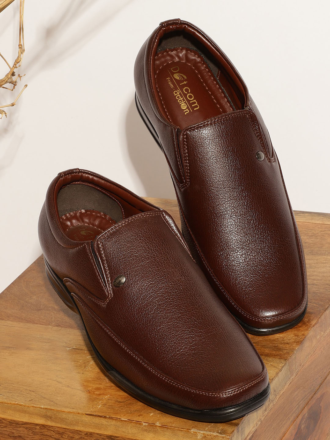 Action Men DOTCOM Square Toe Textured Leather Formal Slip-On Shoes