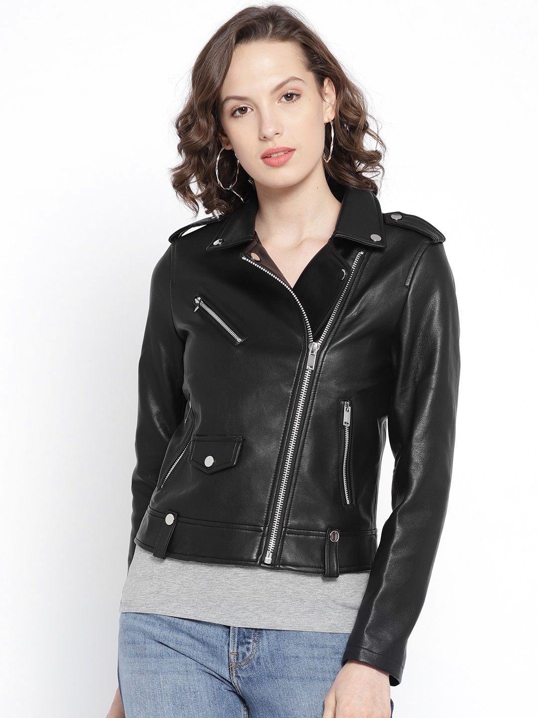 leather jacket for women in myntra