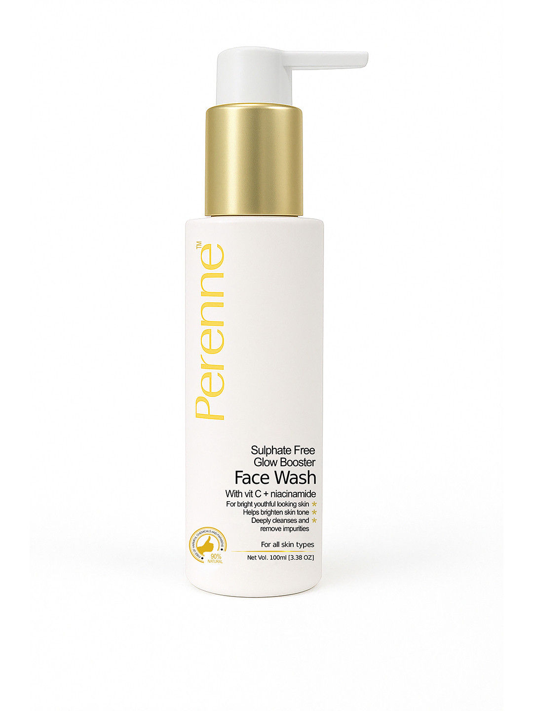 Perenne Sulphate-Free Glow Booster Face Wash with Vitamin C & Niacinamide - 100 ml