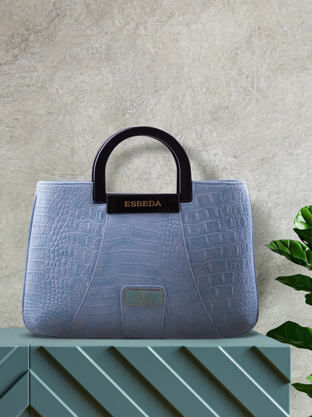 ESBEDA Blue Self Design Handheld Bag