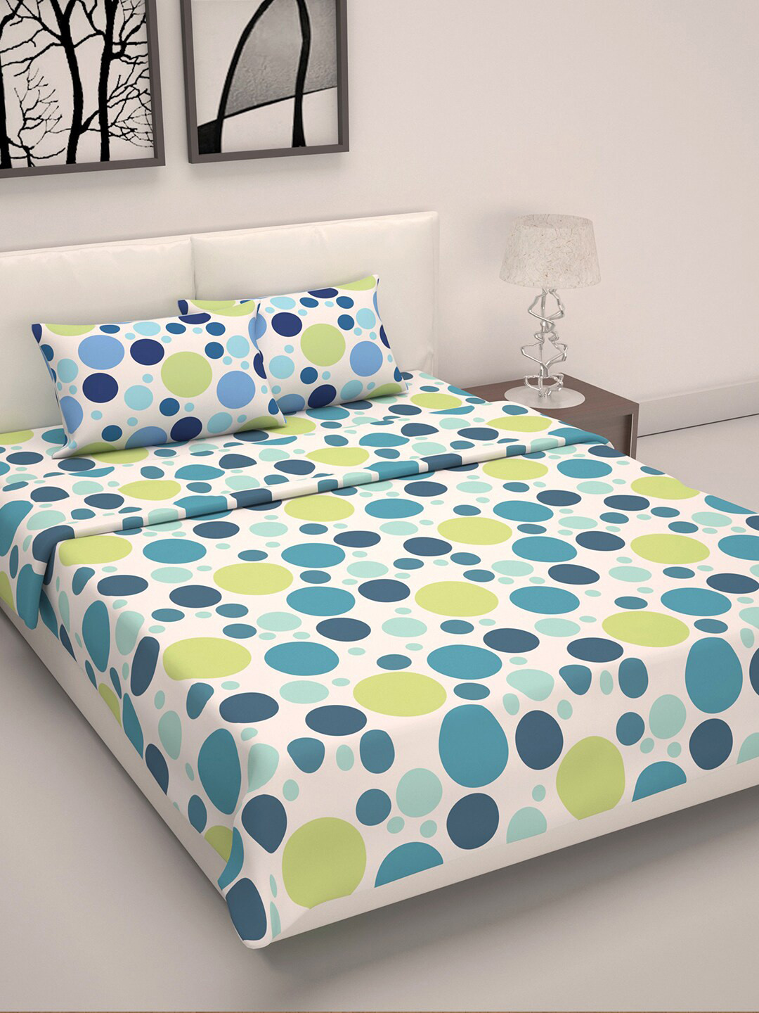 Divine Casa Polka Dot Printed Bedding Sets Include 1 Double Bedsheet & 1 Dohar