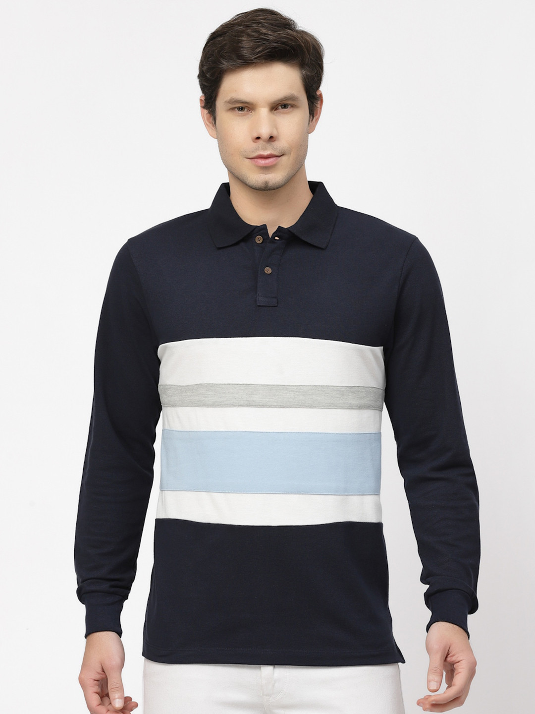 Kalt Colourblocked Polo Collar T-shirt