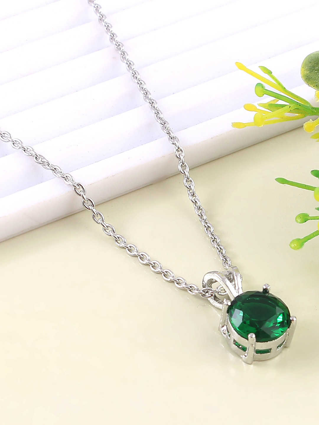 Jewar Mandi Stainless Steel Silver-Plated Rhinestone Chain