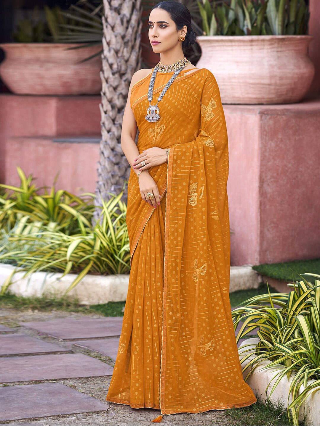 Satrani Floral Chiffon Saree