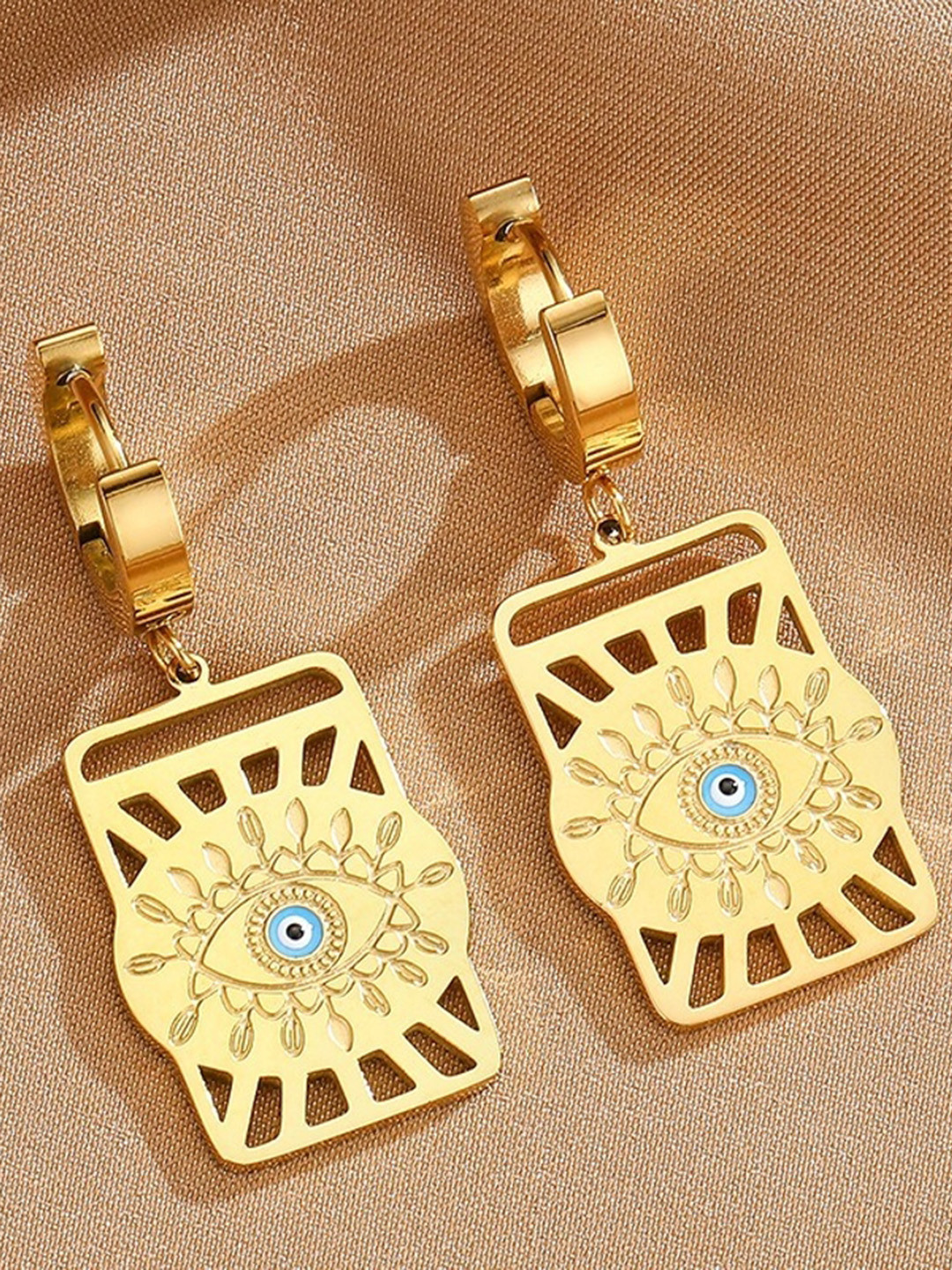 MYKI Gold-Plated Evil Eye Antique Drop Earrings