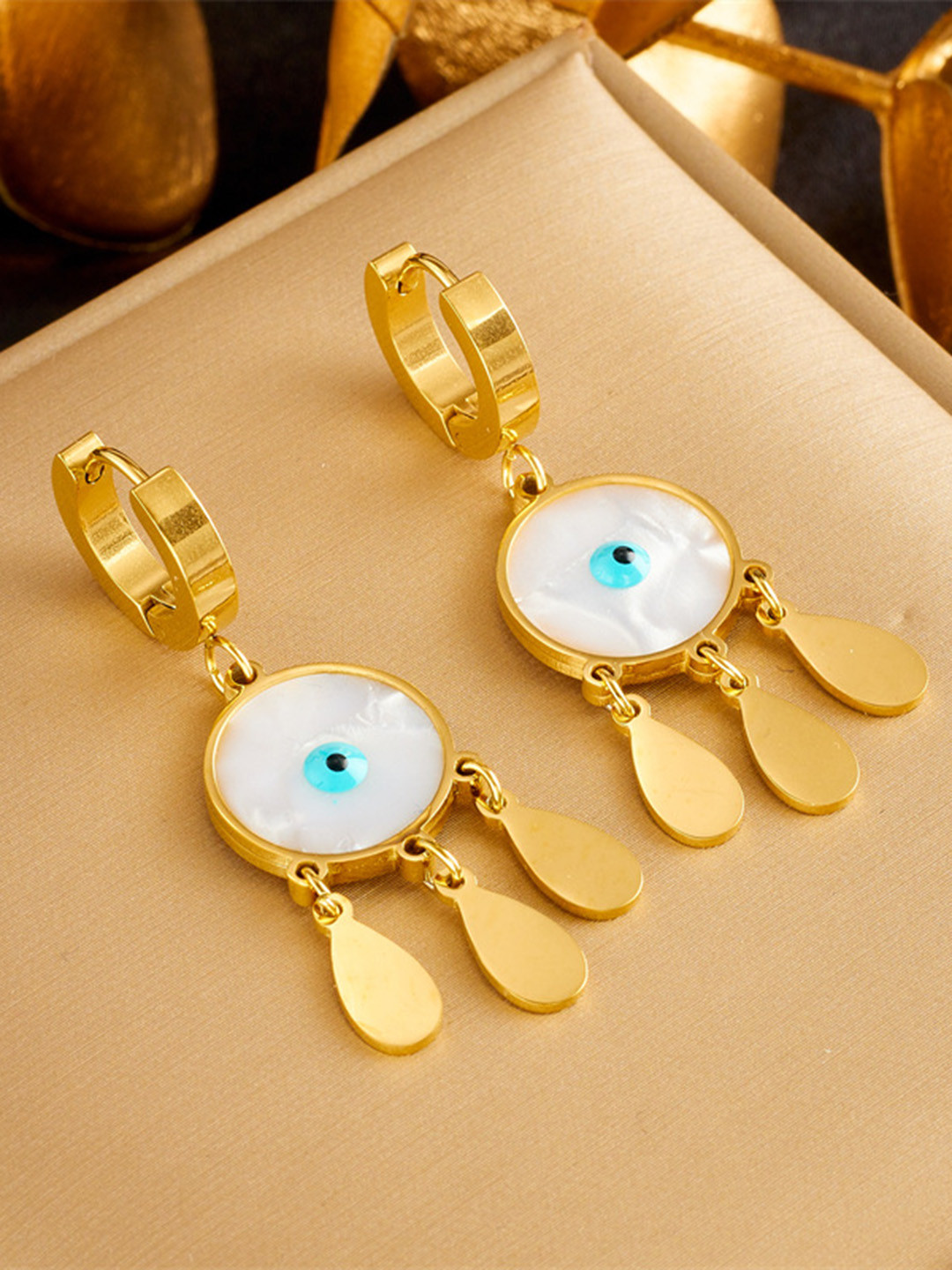 MYKI Gold-Plated Evil Eye Drop Earrings