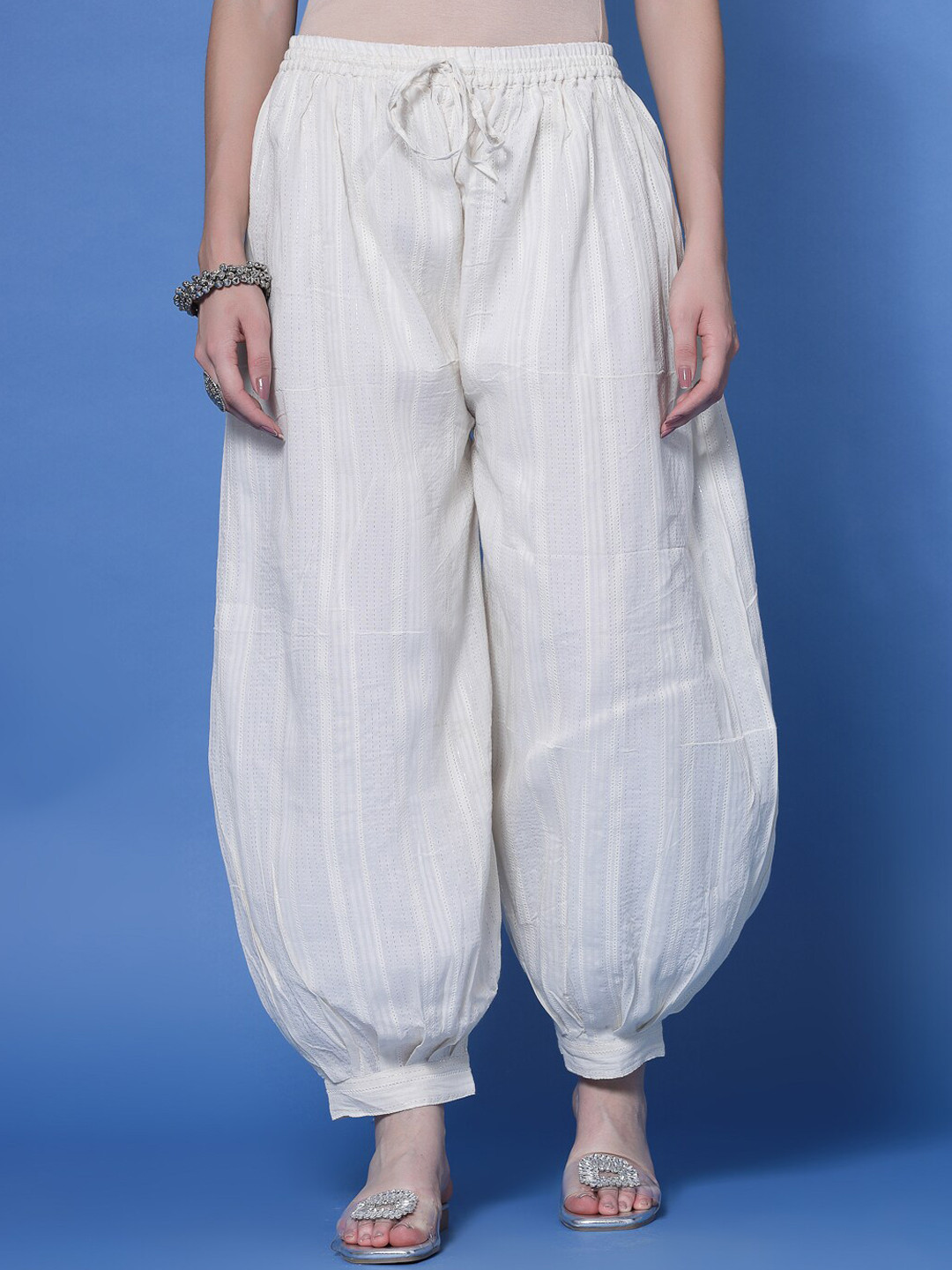 Clora Creation Striped Woven Design Cotton Afghani Salwar