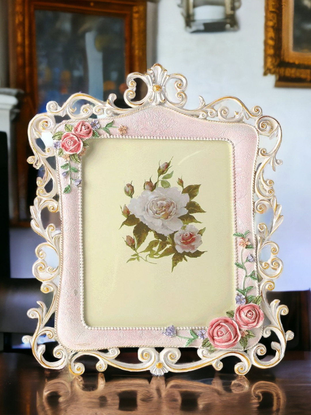 Art Street Pink & White Rose Textured Photo Frame