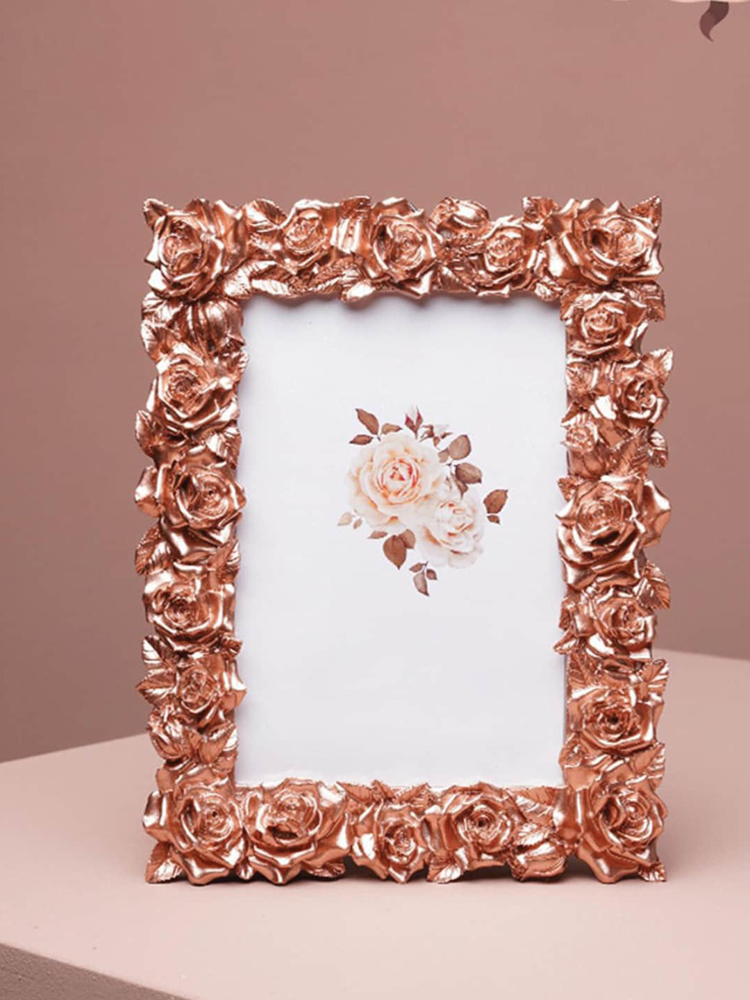 Art Street Pink & White Rose Textured Table Photo Frame