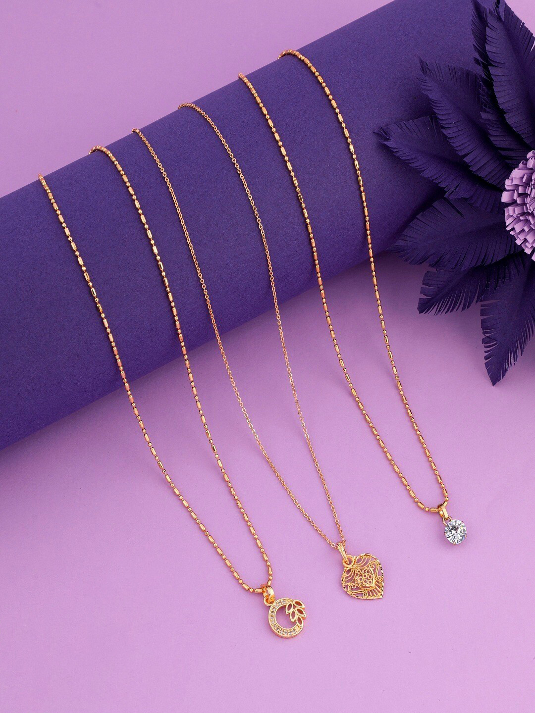 JEWEL WORLD Set Of 3 Gold-Plated Chain