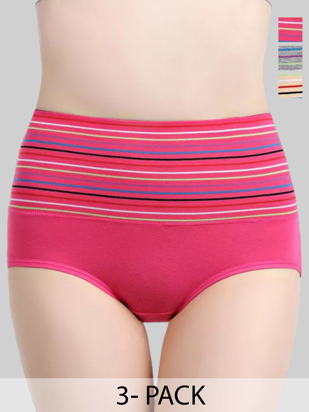 PLUMBURY Pack Of 3 Tummy Shaper Hipster Briefs