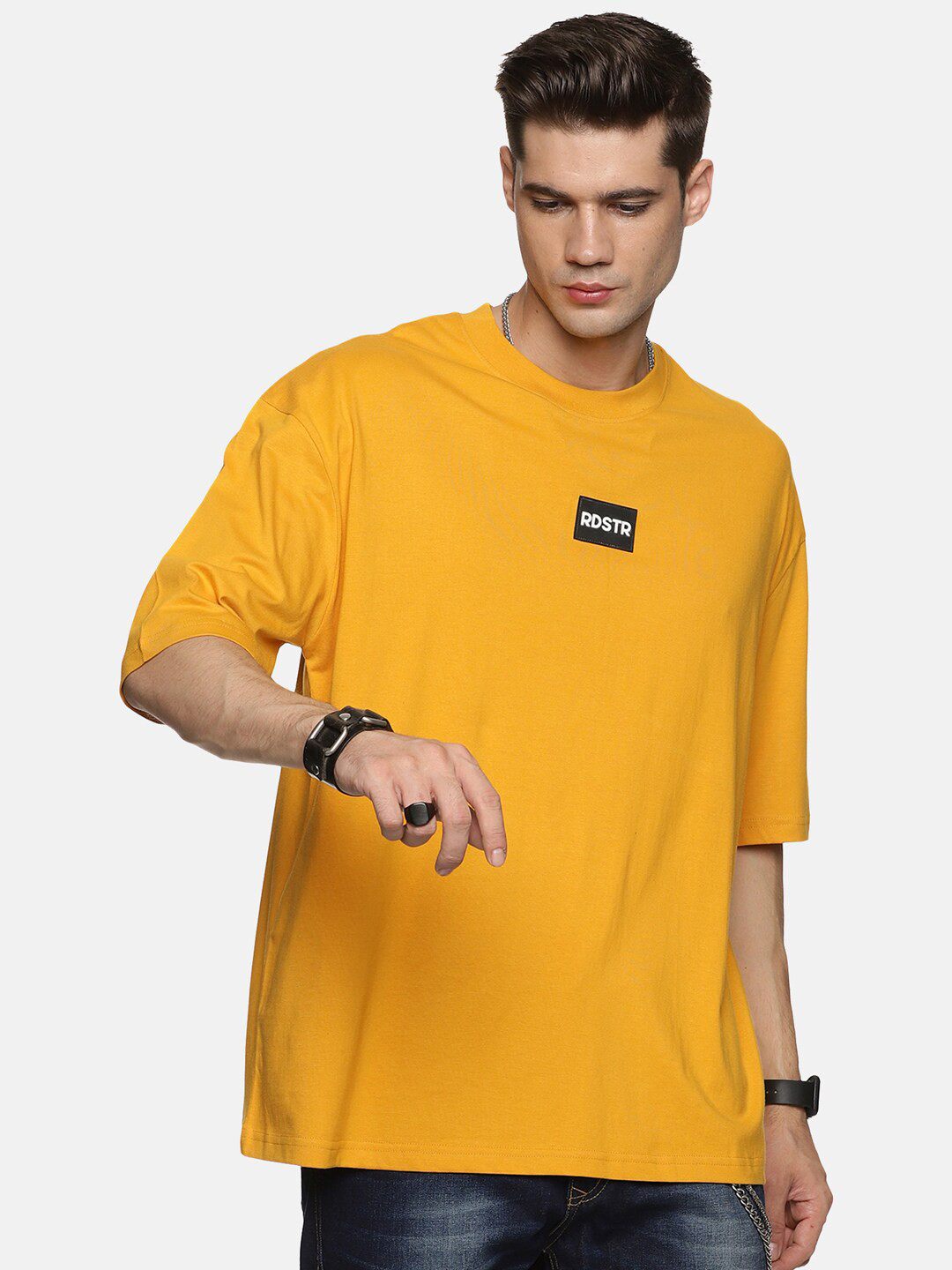 Roadster Yellow Pure Cotton Oversized T-Shirt