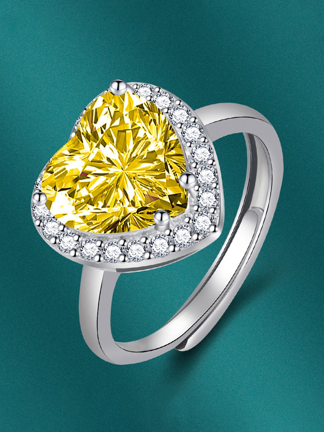 Designs & You Silver-Plated Crushed Ice Cut CZ-Studded  Finger Rings