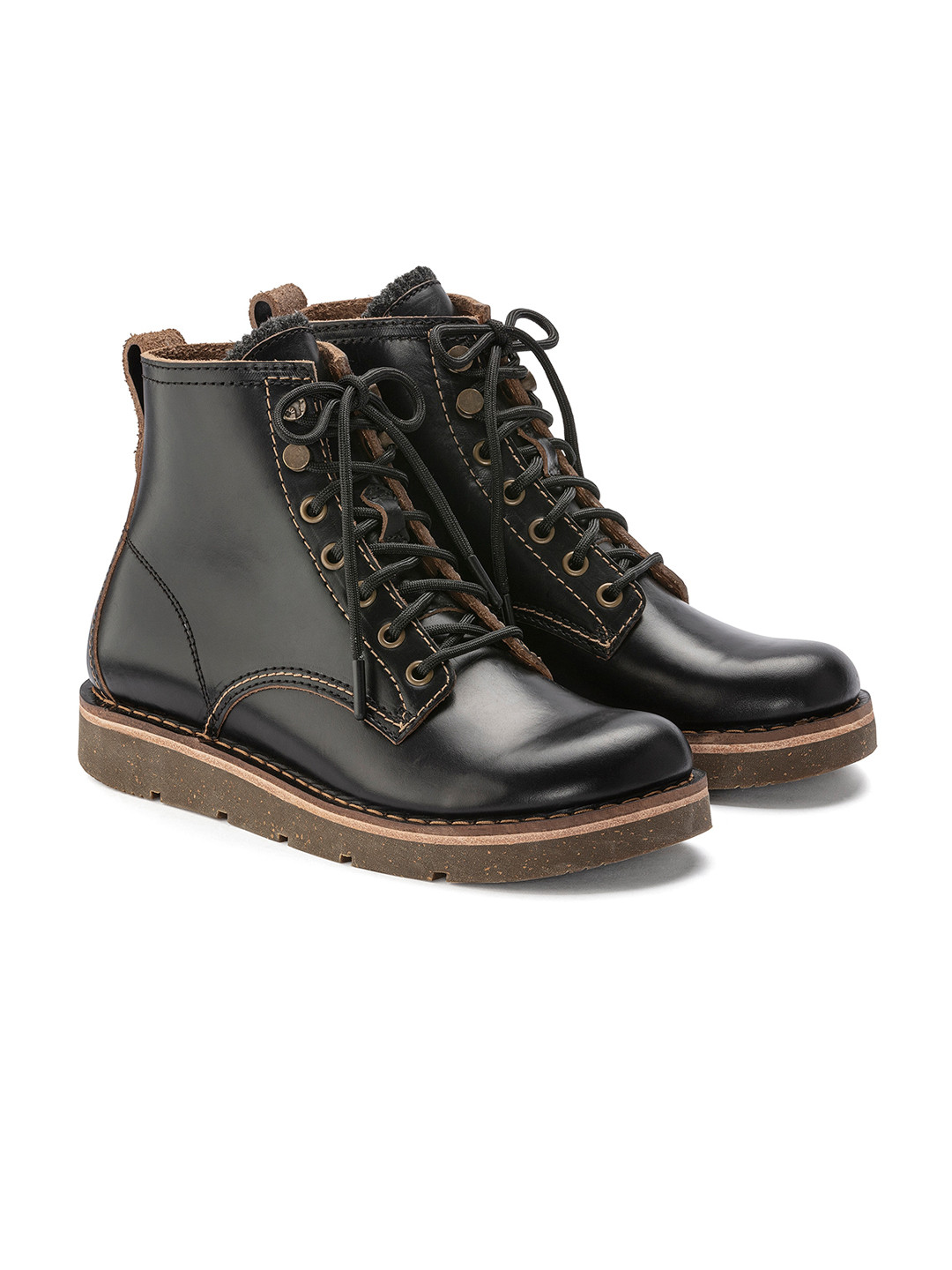 Birkenstock Birmingham Lace Mid Black Regular Width Oiled Leather Boots