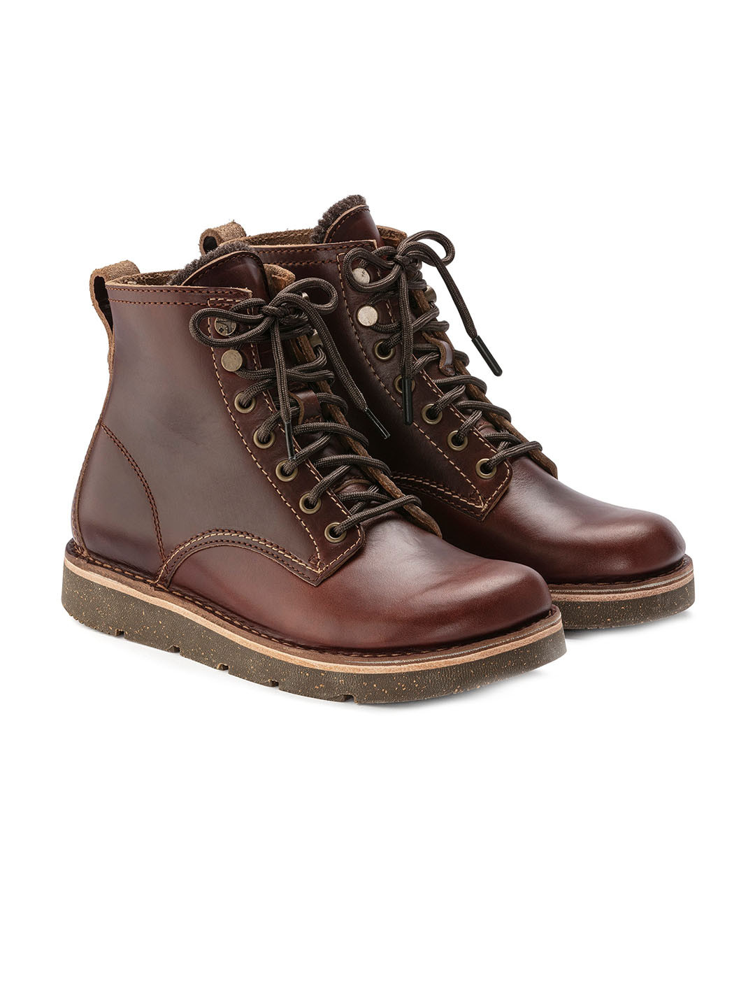 Birkenstock Birmingham Lace Mid Roast Regular Width Oiled Leather Boots