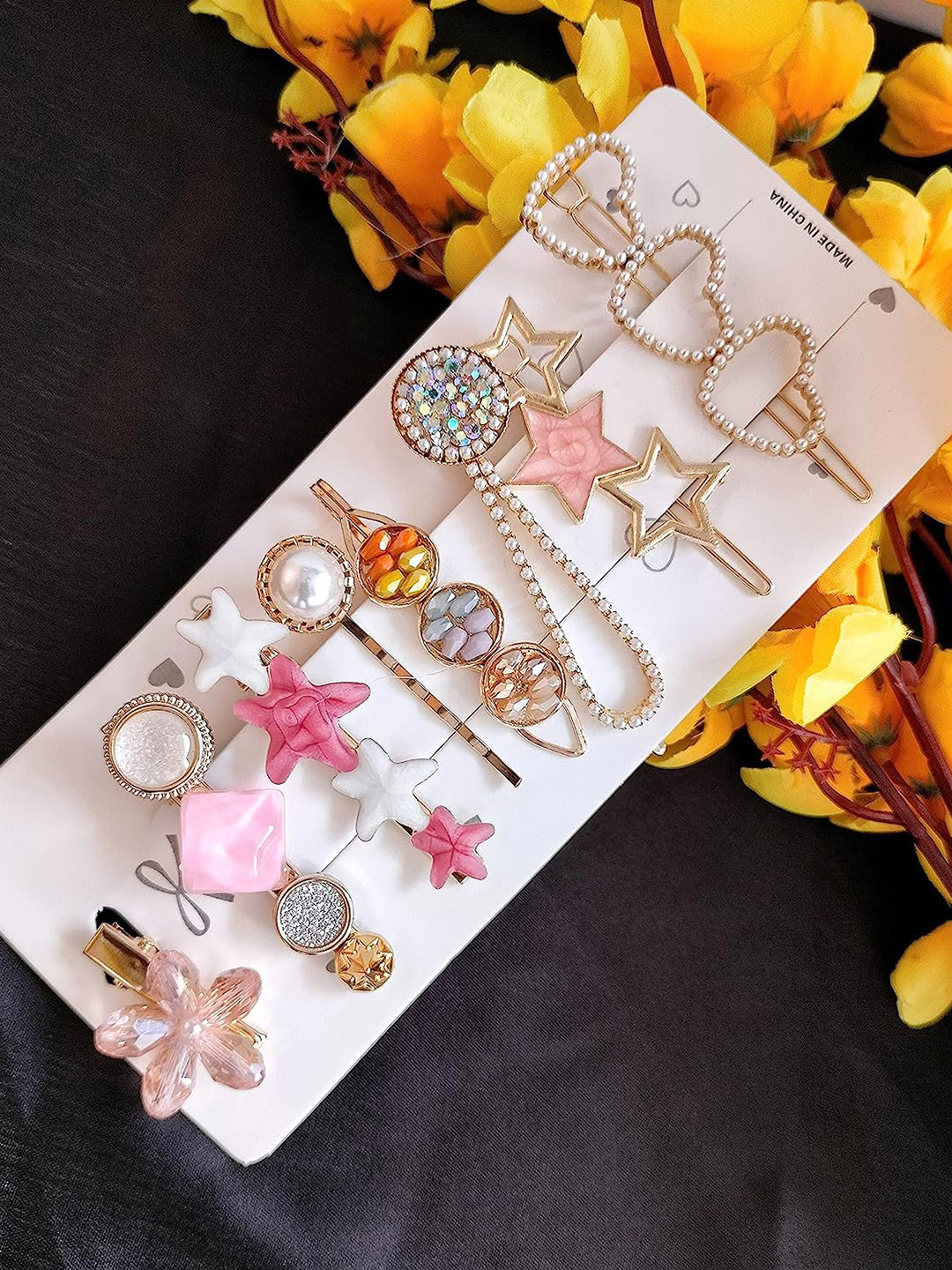 CHRONEX Set Of 12 Embellished French Barrettes